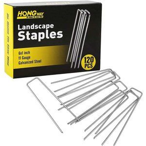120 Pack Landscape Staples 6 Inches 11 Gauge Stakes, Galvanized Garden Stakes